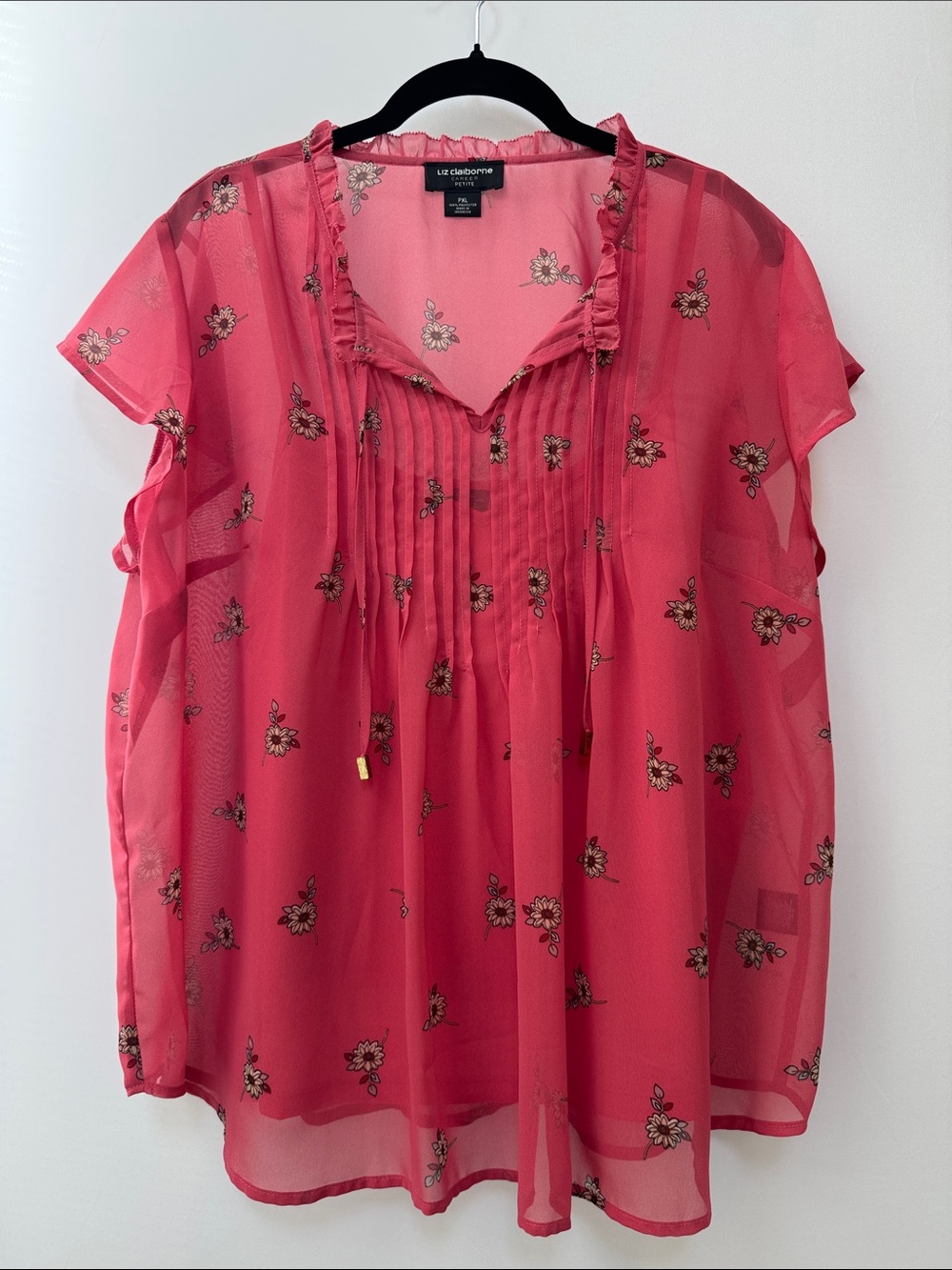 Liz Claiborne Salmon Relaxed Blouse with Tie Front